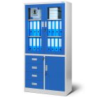 JAN NOWAK® - WIOLA fém iratszekrény vitrinnel és fiókokkal / KÉK