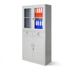 JAN NOWAK® - EDMUND Fém iratszekrény vitrinnel és fiókkal / SZÜRKE