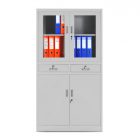 JAN NOWAK® - EDMUND Fém iratszekrény vitrinnel és fiókkal / SZÜRKE