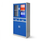 JAN NOWAK® - EDMUND Fém iratszekrény vitrinnel és fiókkal / SZÜRKE