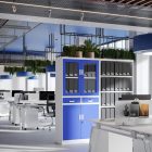 JAN NOWAK® - EDMUND Fém iratszekrény vitrinnel és fiókkal / SZÜRKE