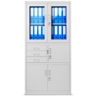 JAN NOWAK® - FILIP Fém iratszekrény vitrinnel és széffel / SZÜRKE