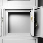 JAN NOWAK® - FILIP Fém iratszekrény vitrinnel és széffel / SZÜRKE