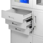 JAN NOWAK® - FILIP Fém iratszekrény vitrinnel és széffel / SZÜRKE