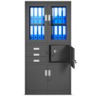 JAN NOWAK® - FILIP Fém iratszekrény vitrinnel és széffel / FEKETE