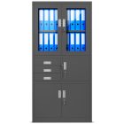 JAN NOWAK® - FILIP Fém iratszekrény vitrinnel és széffel / FEKETE