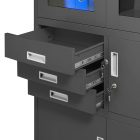 JAN NOWAK® - FILIP Fém iratszekrény vitrinnel és széffel / FEKETE