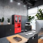 JAN NOWAK® - FILIP Fém iratszekrény vitrinnel és széffel / FEKETE