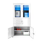 JAN NOWAK® - FILIP Fém iratszekrény vitrinnel és széffel / FEHÉR